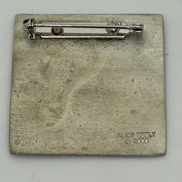 Alice Seely Tribal Silver-Tone Pin With Deer Sun Artisan Design Vintage 2000 - Picture 5 of 13